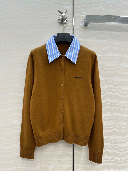 25 Detachable shirt collar design cashmere cardigan