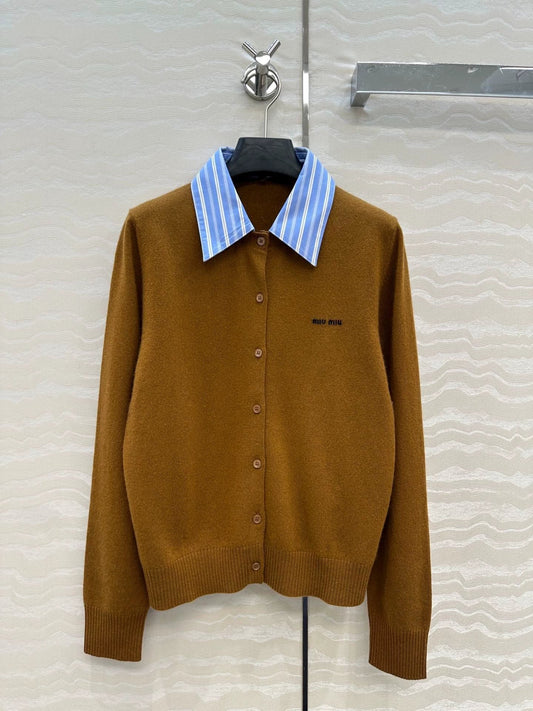 25 Detachable shirt collar design cashmere cardigan