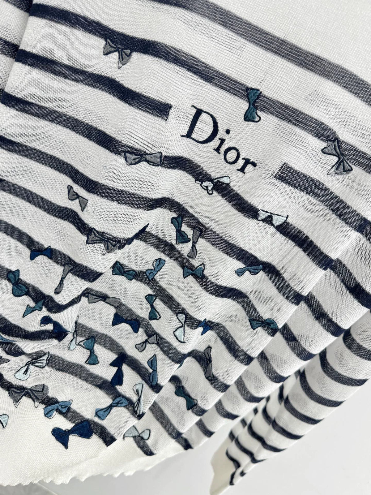 26Striped Bow-Embroidered Knit Top