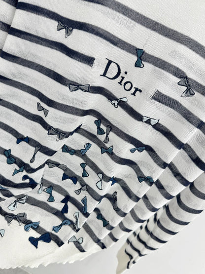 26Striped Bow-Embroidered Knit Top