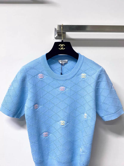 26ss Embroidered logo T-shirt