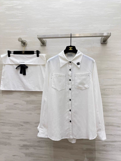 26ss White Shirt with Topstitching