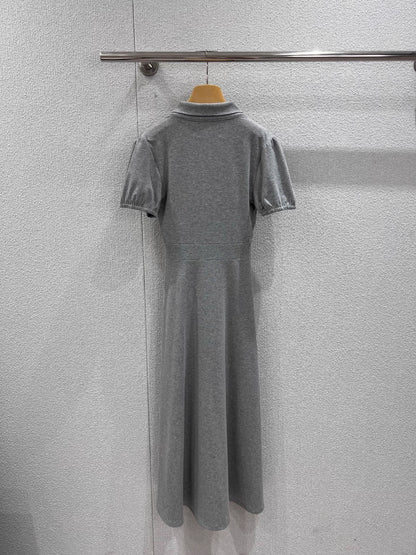 Grey Dress with Bow Tie