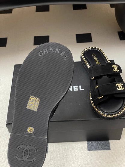 Double C rhinestone buckle sandals