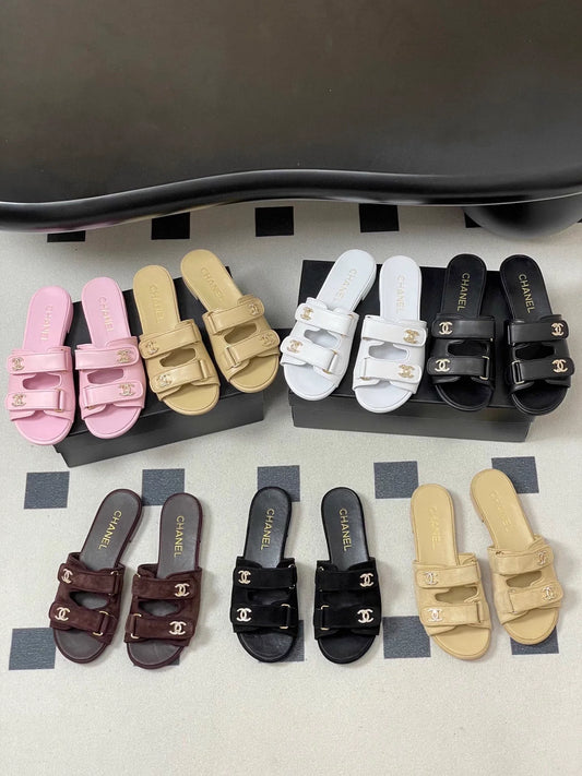 Double C rhinestone buckle sandals