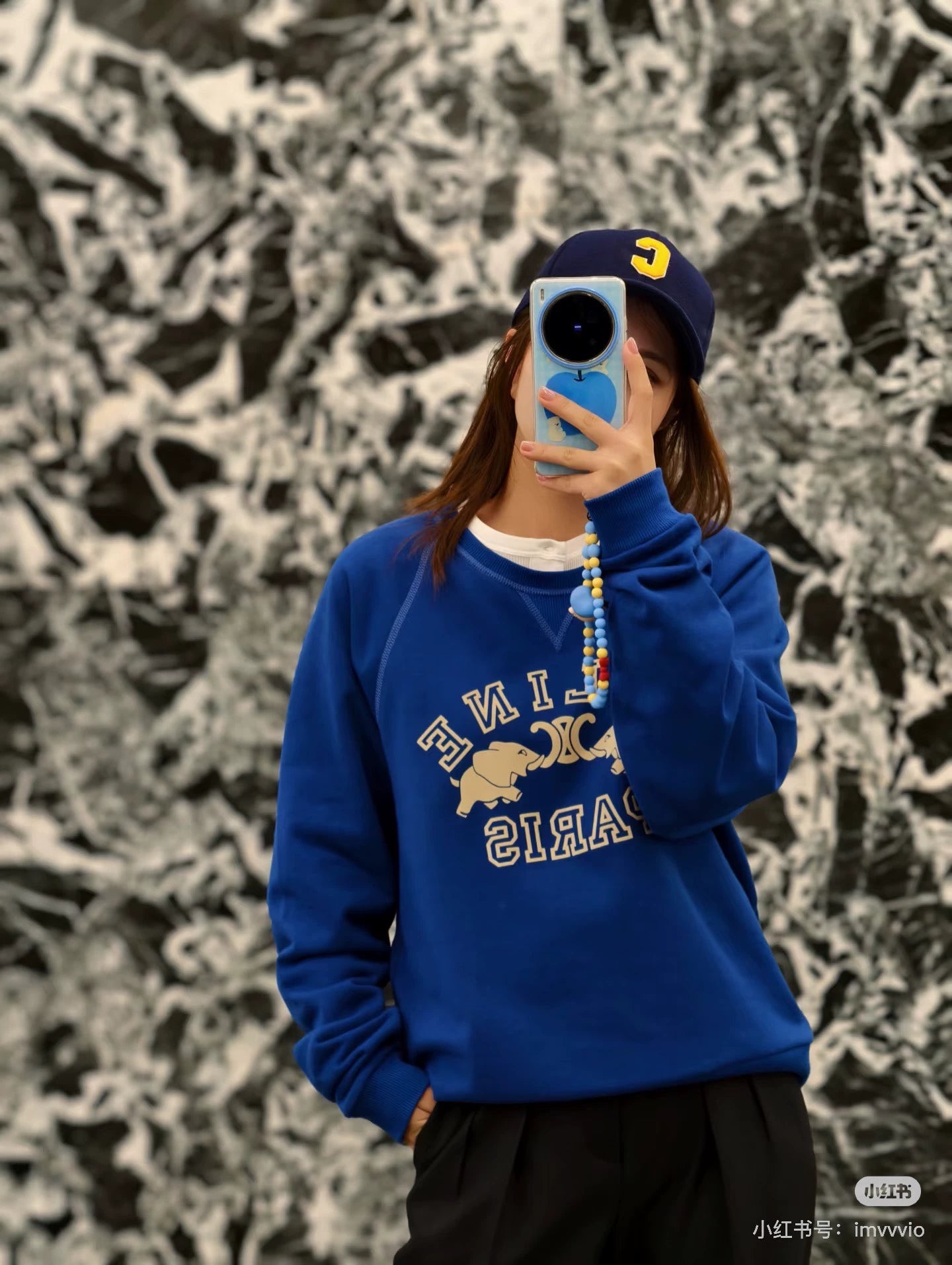25fw Printed round neck hoodie