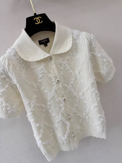 26ss Peter Pan collar knitted short sleeve