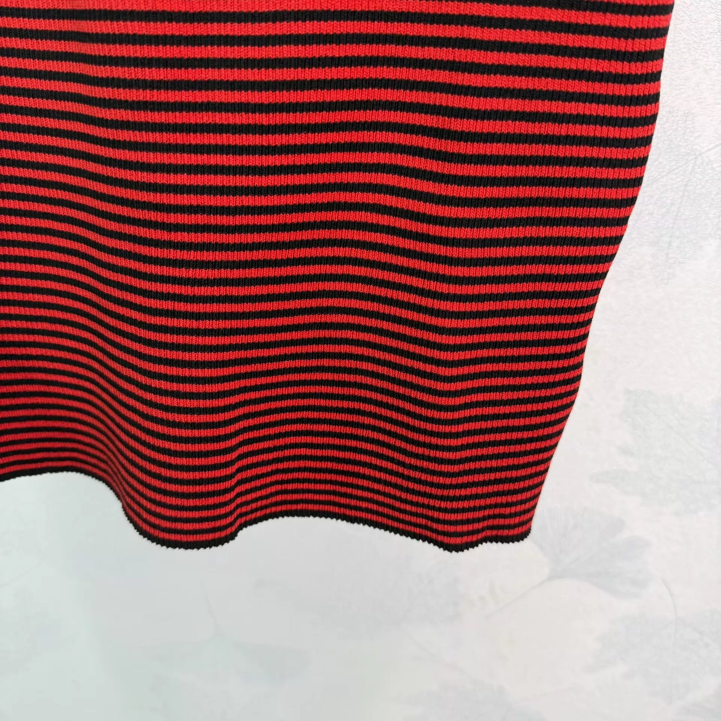 Striped knit short-sleeved dress