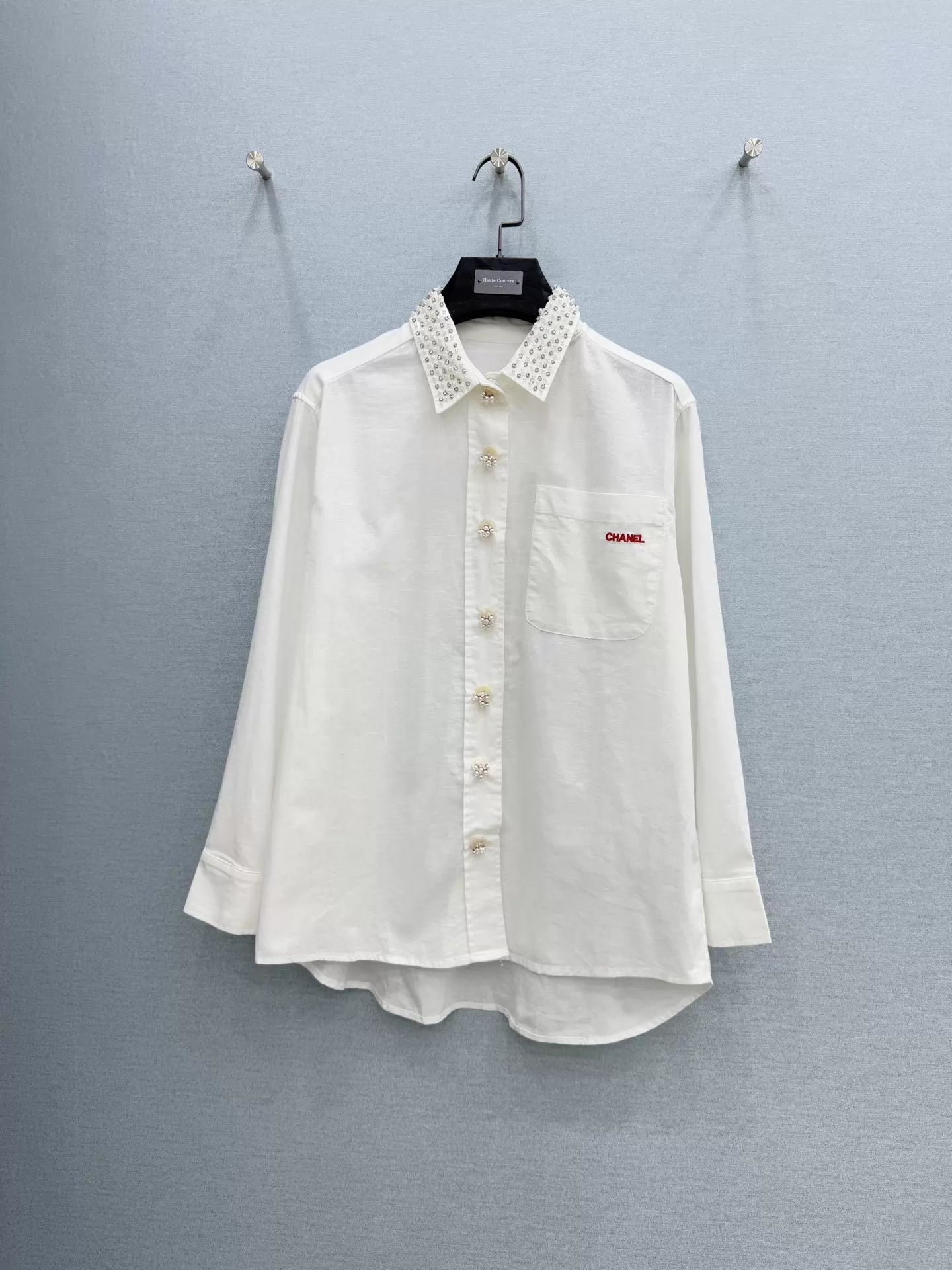 26ss Beaded cotton-linen shirt