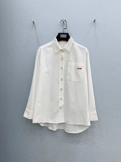 26ss Beaded cotton-linen shirt