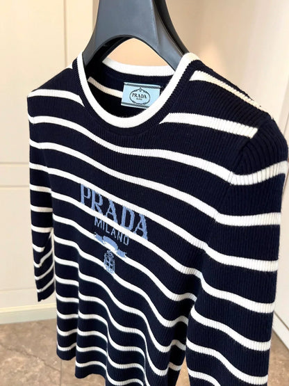 25 Summer new striped knitted short sleeves