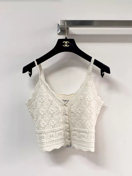 26ss Patterned openwork knitted vest