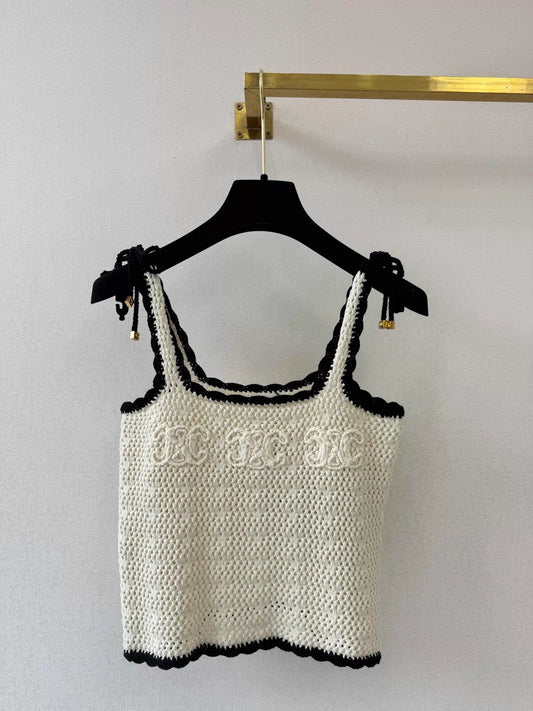 26ss Crocheted Openwork Knit Vest