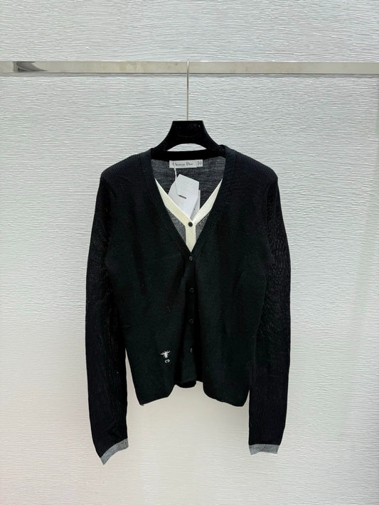 25fw Fake two knitted cardigans