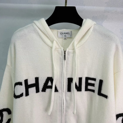 Hooded Zip-Up Long-Sleeve Cardigan