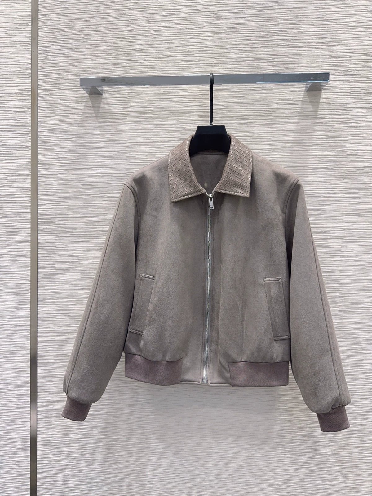 26New Collection: Long-Sleeve Jacket with a Knitted Collar (Grey)