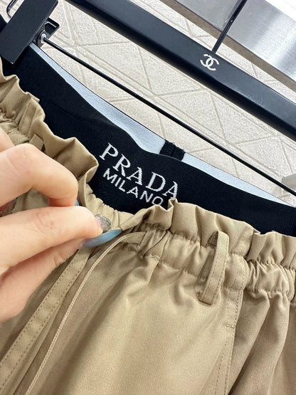Splicing contrasting ribbon wide leg pants