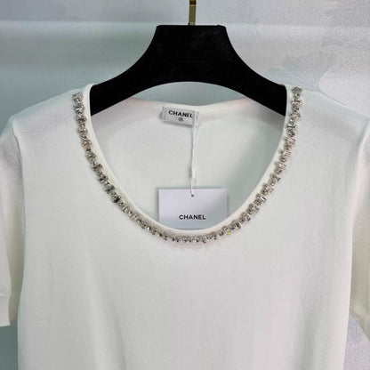 26ss Beaded Neckline Knit T-Shirt