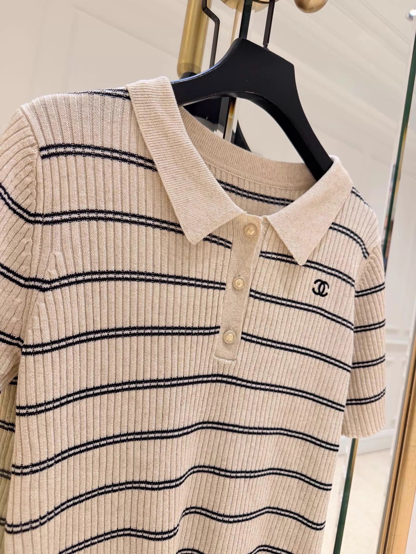26ss Striped Knit Polo Shirt