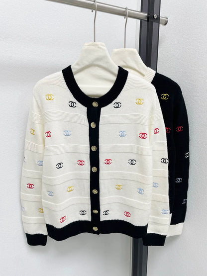 25fw Colorful Embroidered Knitted Cardigan