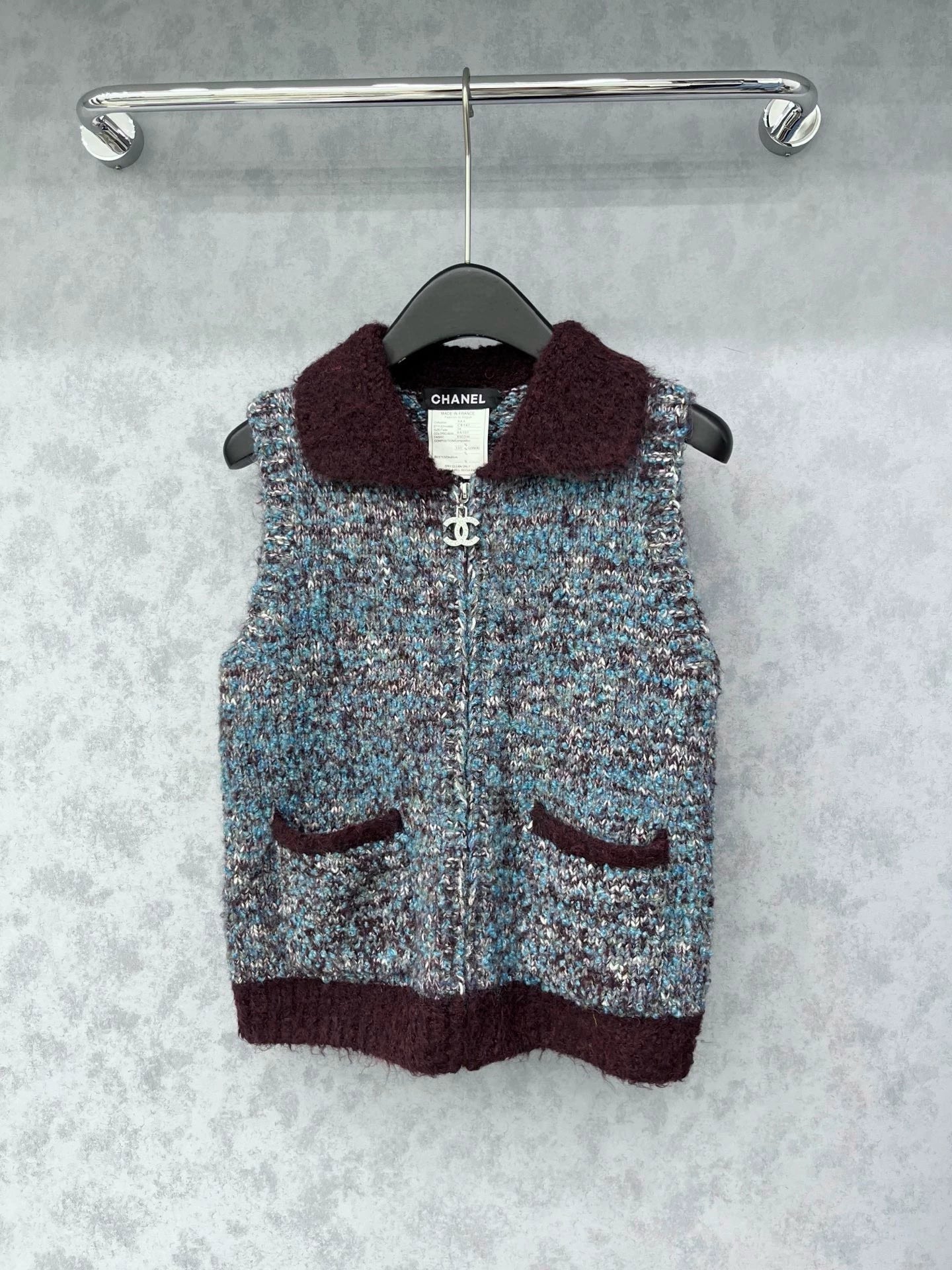 Color blocked lapel vest jacket