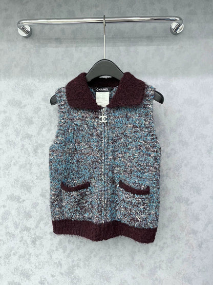 Color blocked lapel vest jacket