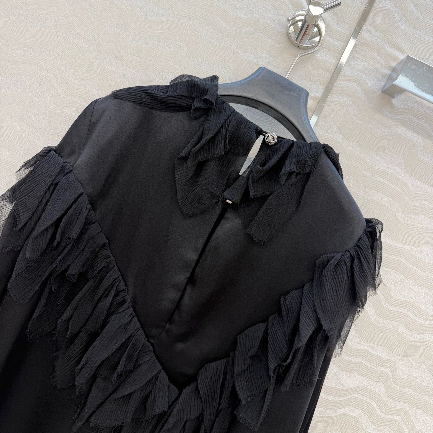 26ss 3D Feather Silk Satin Top