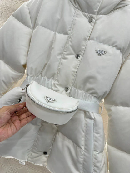 25fw Hooded waist bag, waist cinching down jacket