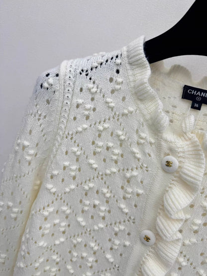 26ss Hollow-out Alpaca Wool Cardigan