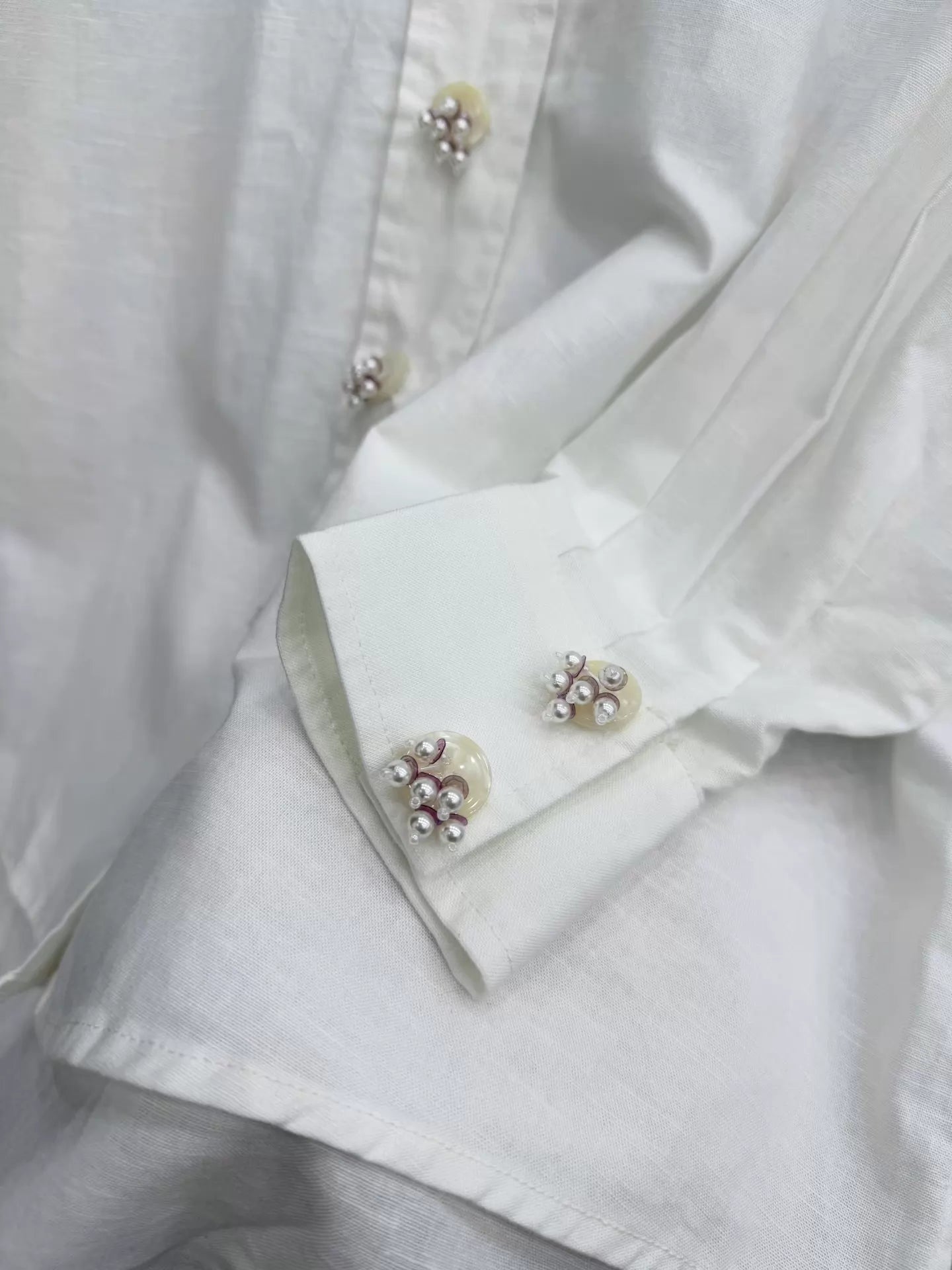 26ss Beaded cotton-linen shirt
