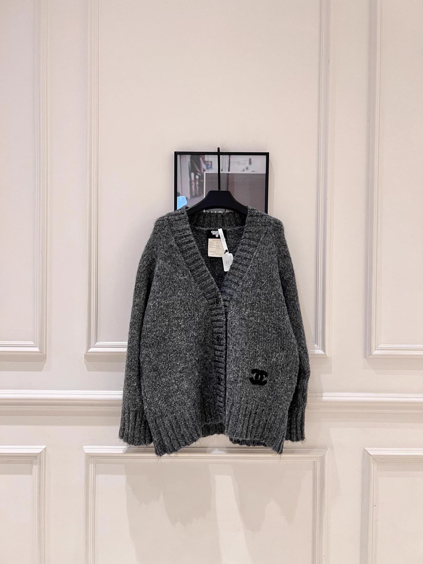 Raccoon fleece blend knit cardigan