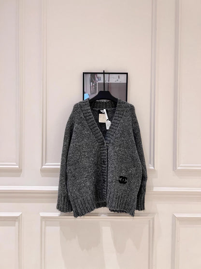 Raccoon fleece blend knit cardigan