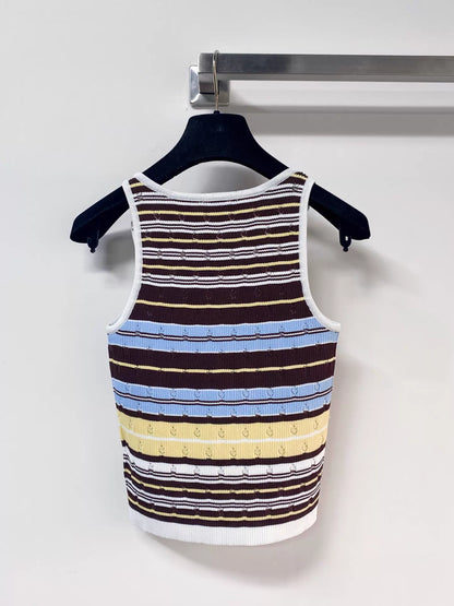 26ss Colorful Striped Knitted Vest