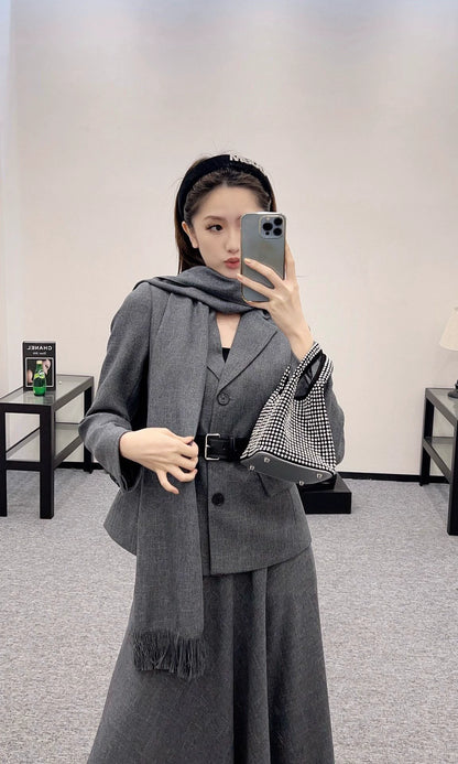 25fw Shawl lapel waistband suit multiple piece set