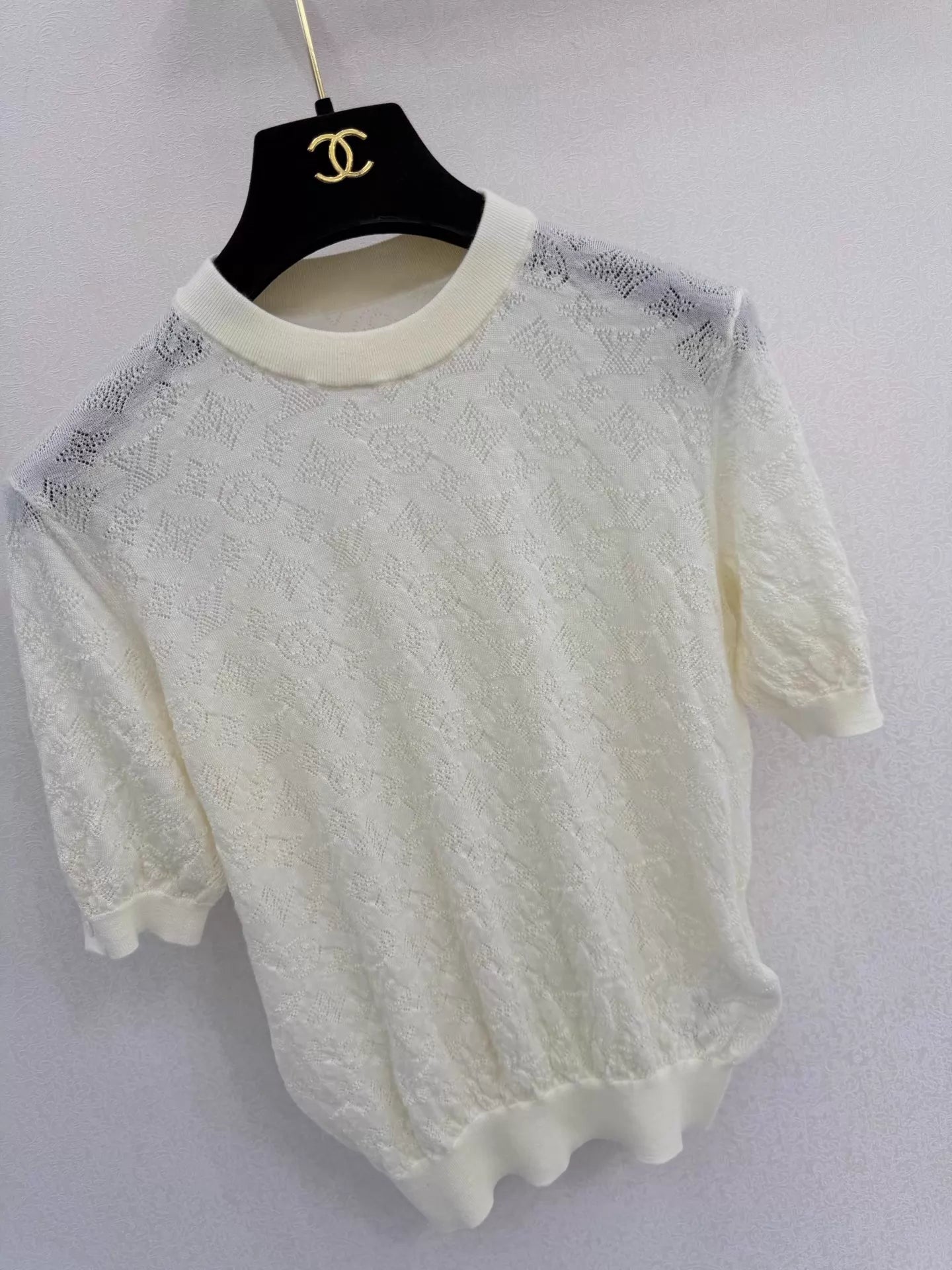 26ss Hollow-out logo knit short sleeve