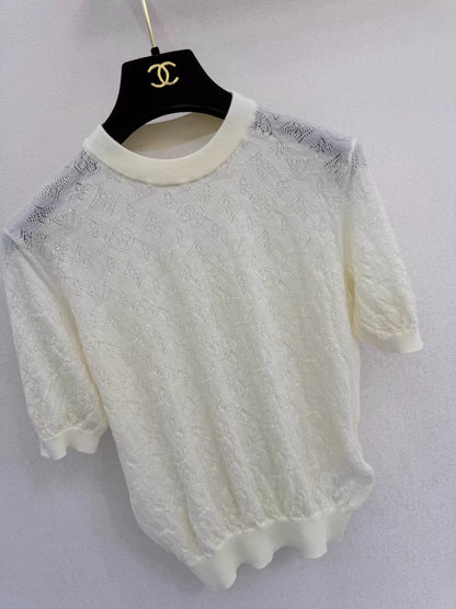 26ss Hollow-out logo knit short sleeve
