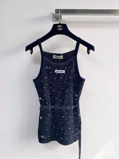 26ss Beaded Strap Logo Knitted Camisole