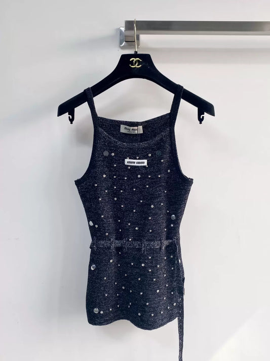 26ss Beaded Strap Logo Knitted Camisole