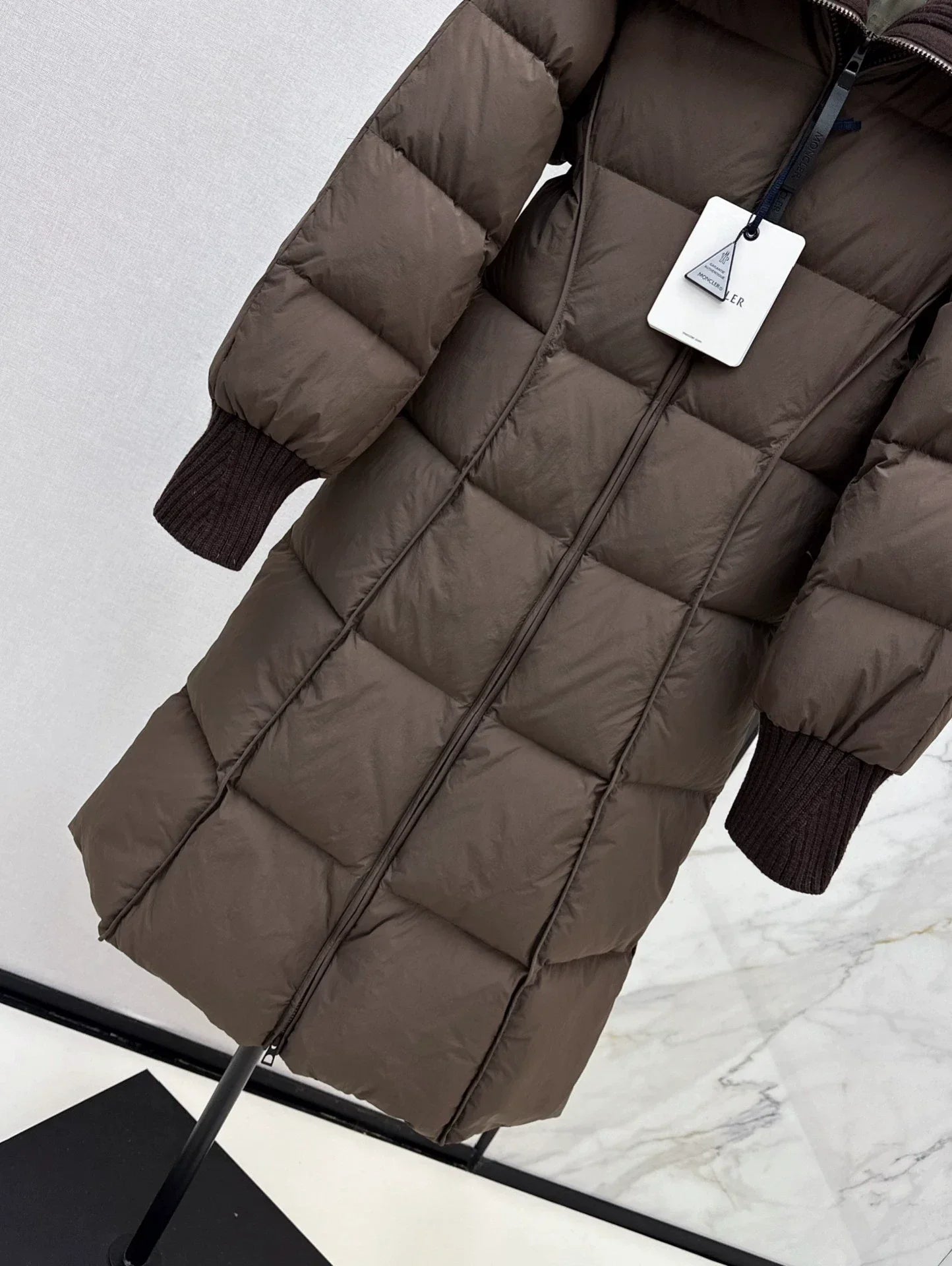 25 Knitted splicing large lapel umbrella shaped long down jacket