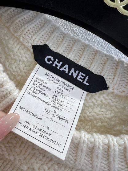 25fw Hook flower round neck cashmere knitted sweater