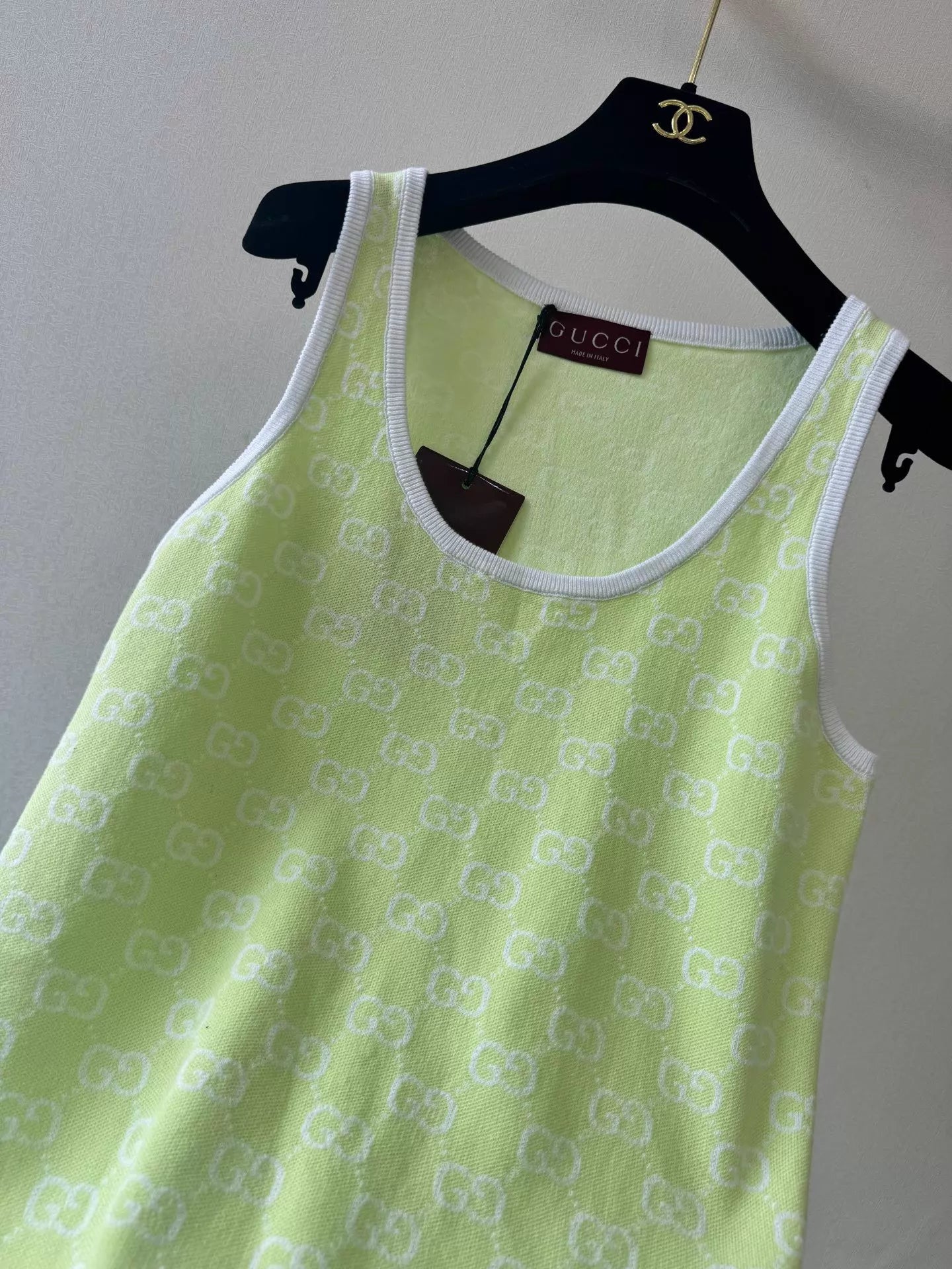 Double G monogram knit vest dress