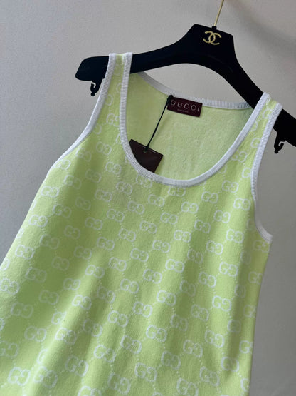Double G monogram knit vest dress