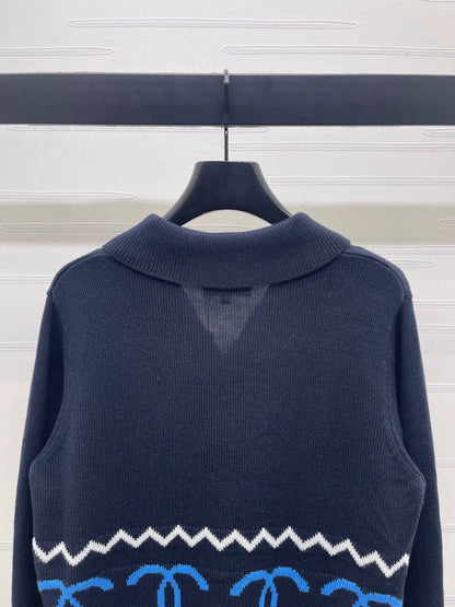 Collar Double C Knitted Cardigan