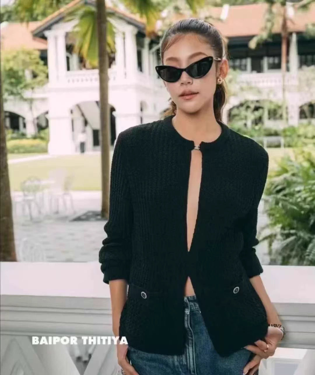 Jacquard knit cardigan