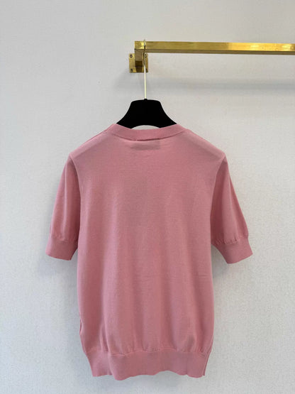 26ss Letter Embroidery Knit T-Shirt