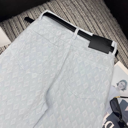 26ss Rhinestone-studded wide-leg jeans
