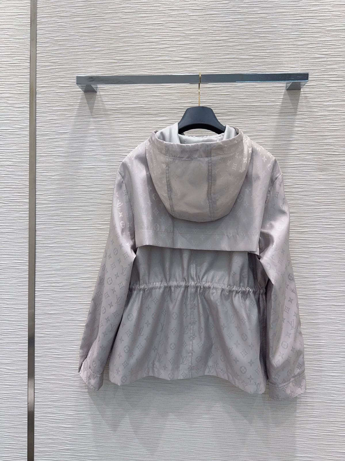 26New dark floral drawstring hooded long-sleeved jacket