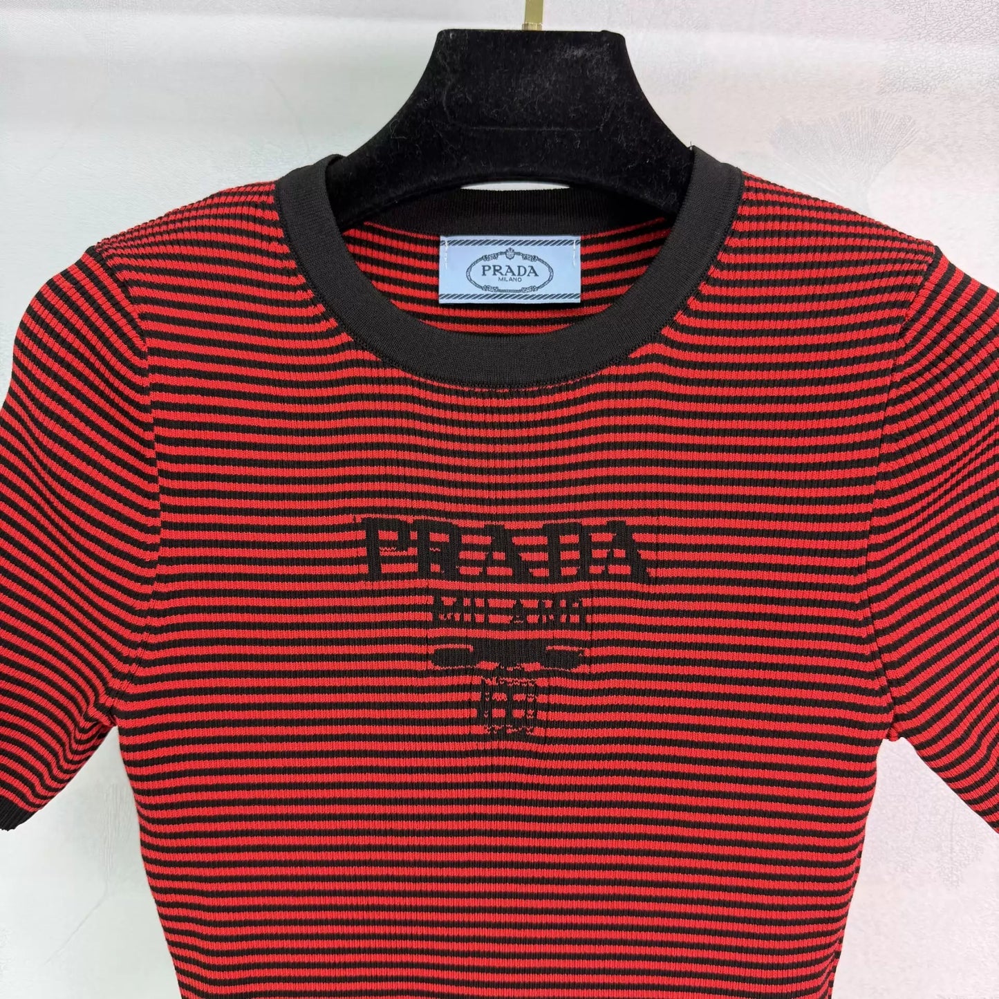 Striped knit short-sleeved dress