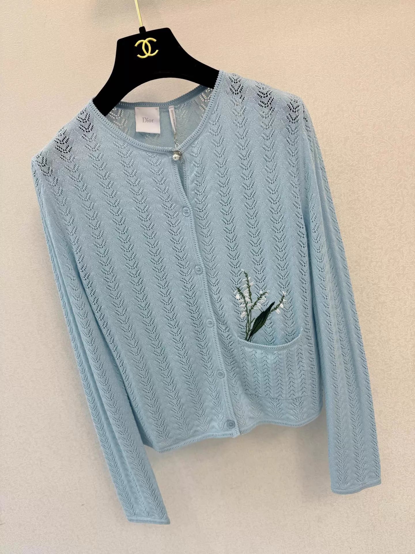 Light blue knitted cardigan