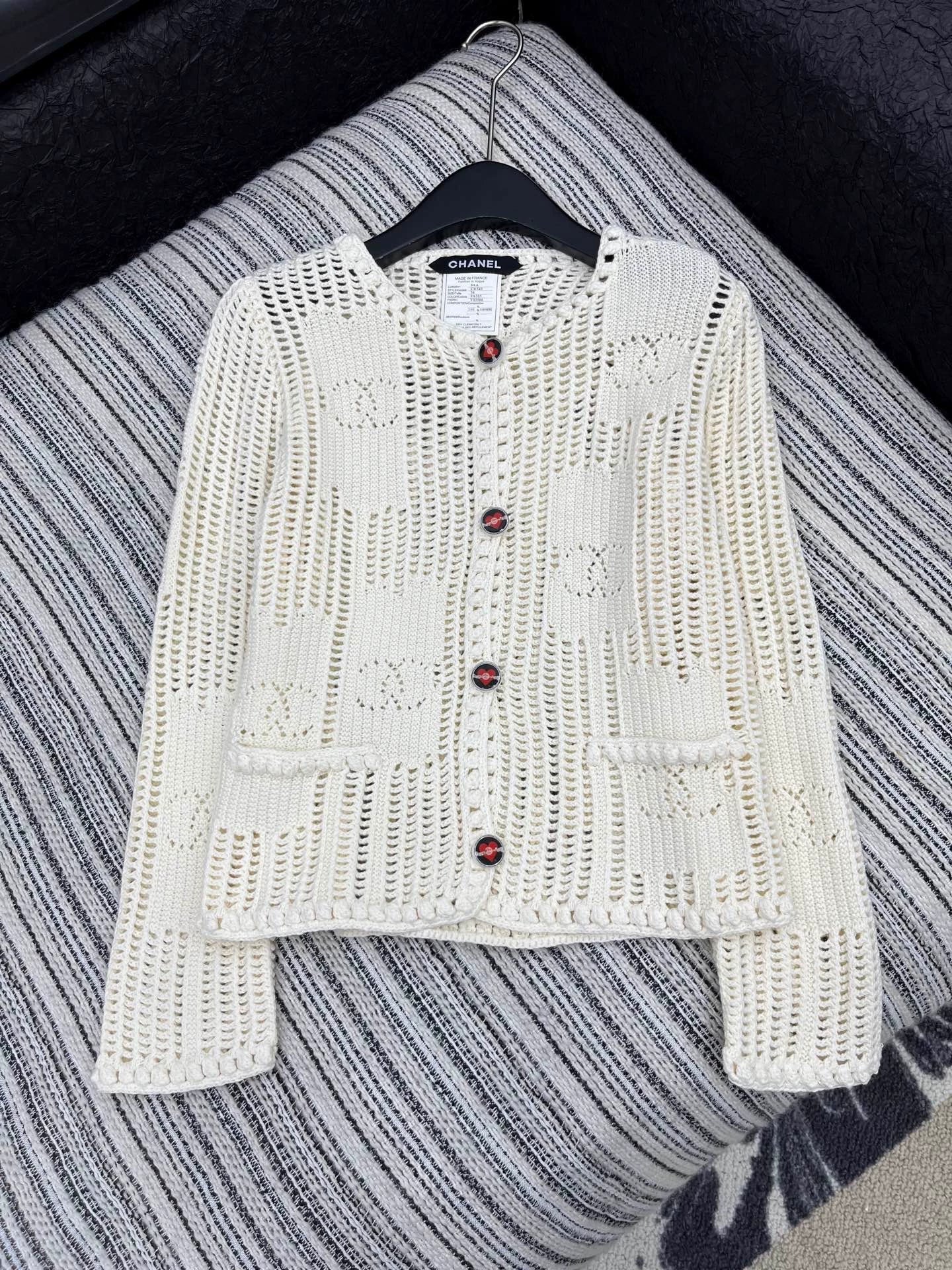 25fw Double C hook flower round neck jacket